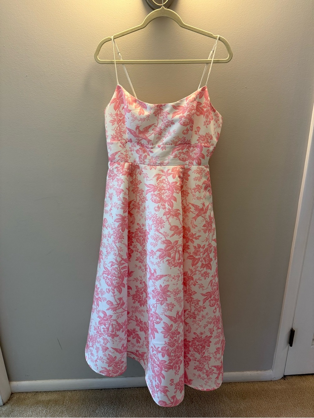 BHLDN /Anthrpologie Pink Floral A-Line Dress with Spaghetti Straps